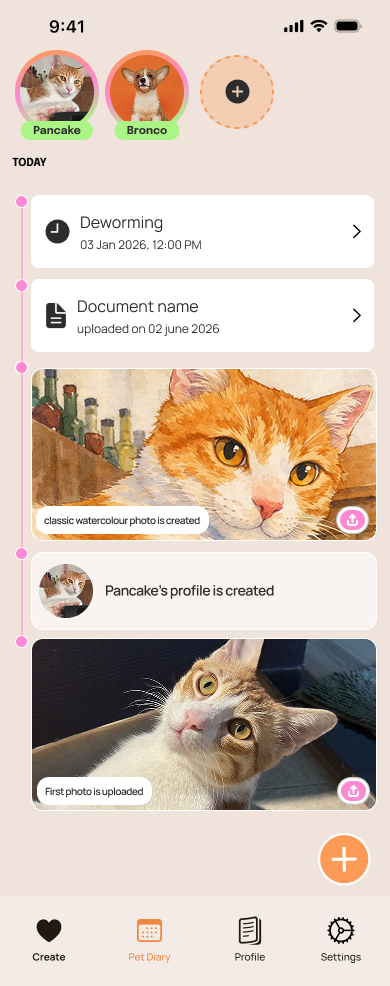 xopet Pet Diary timeline
