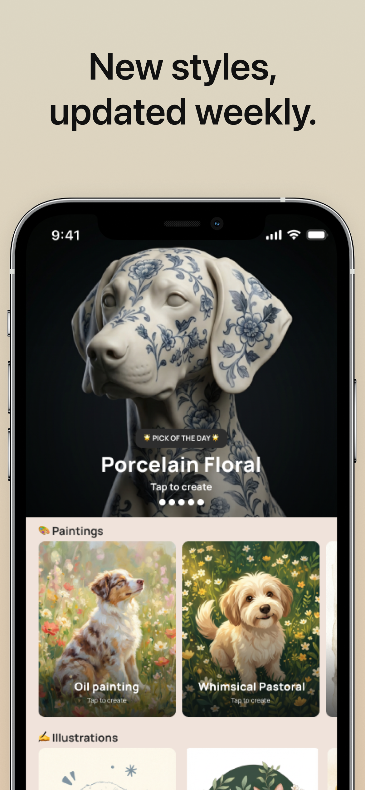 One photo turned into multiple pet art styles